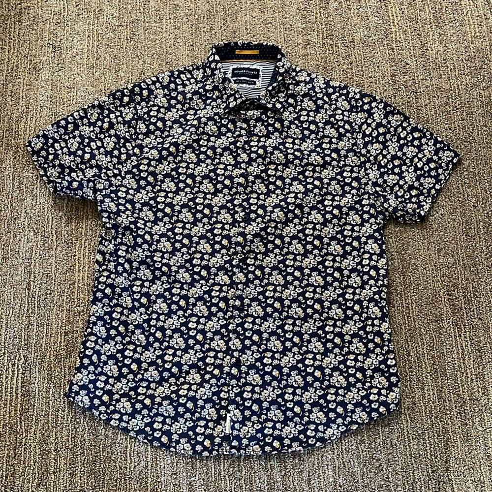 Denim and Flower Mens Printer Button down